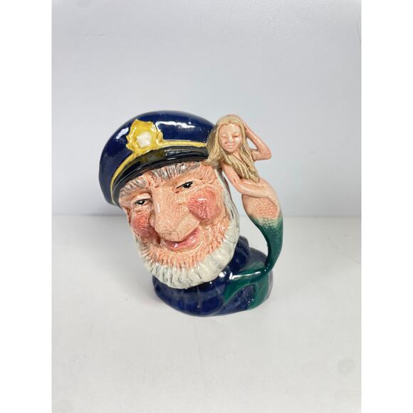 Vtg 1960 Royal Doulton Toby Mug Old Salt Captain Mermaid Jug England Decor - Picture 1 of 9